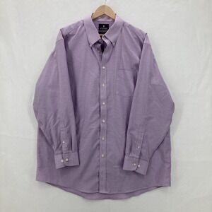 Stafford Shirt Mens 18 34-35 Purple Wrinkle Free Oxford Button Down Business